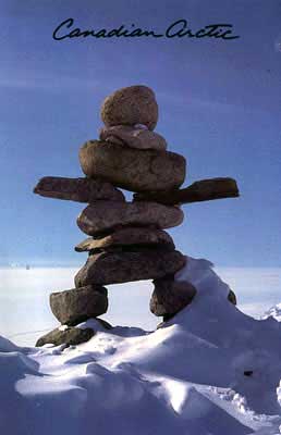 An Inukshuk postcard almost exactly the image you see on the cover